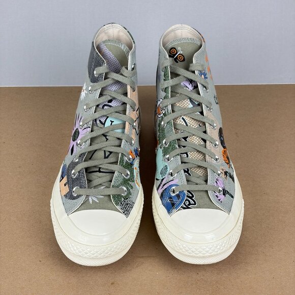 Converse Chuck 70 High Top Floral Sneakers Womens 10.5 Gray Sage Lace Up - Picture 2 of 10
